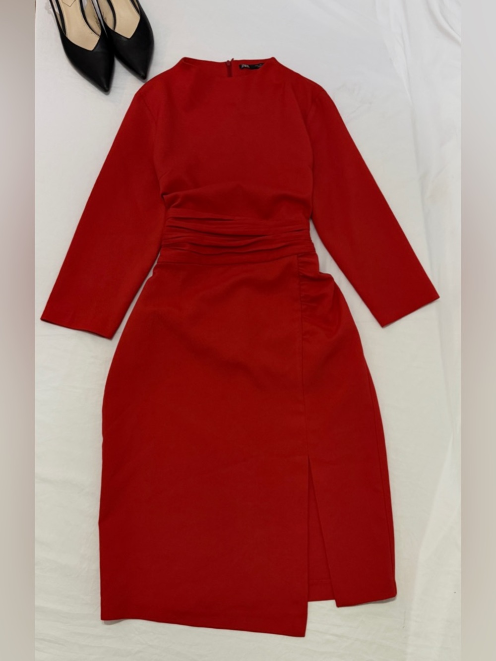 Zara Maxi Dress Red with Waist Wrap size L